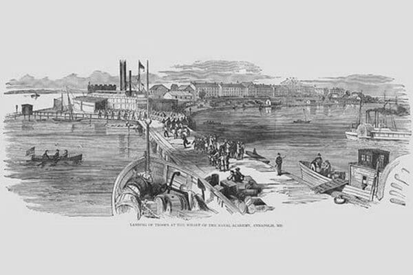 Landing Troops at the Naval Academy in Annapolis by Frank Leslie - Art Print