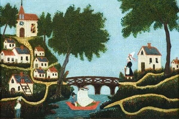 Landscape with Bridge by Henri Rousseau - Art Print
