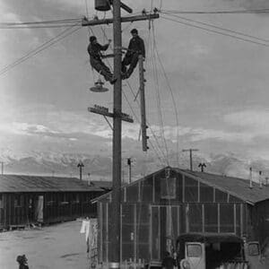 Line crew at work in Manzanar by Ansel Adams #3 - Art Print