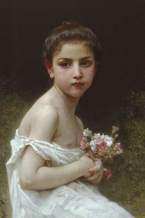 Little Girl with a Bouquet by William Bouguereau - Art Print