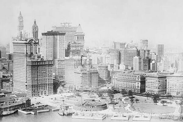 Lower Manhattan & The Battery from the Air - Skyline - Art Print