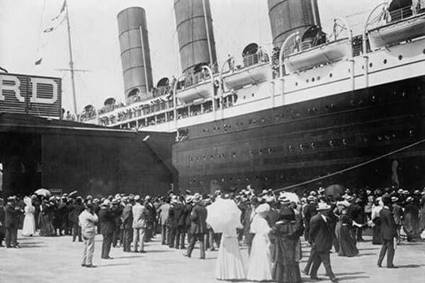 Lusitania at New York Dock - Art Print