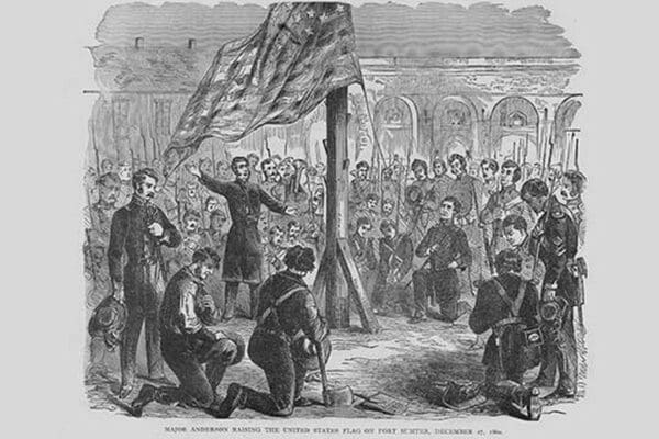 Major Anderson Raises the Flag on Fort Sumter by Frank Leslie - Art Print