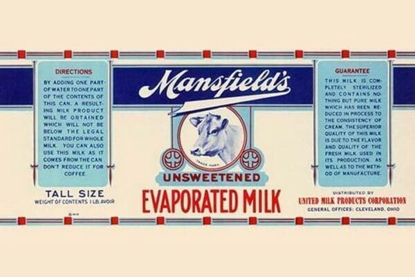 Mansfield's Unsweetened Evaporated Milk - Art Print