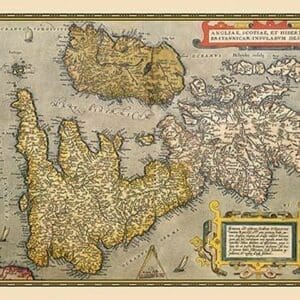 Map of Britian and Ireland by A. Ortelius - Art Print