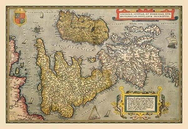 Map of Britian and Ireland by A. Ortelius - Art Print