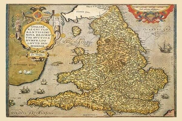 Map of England by A. Ortelius - Art Print