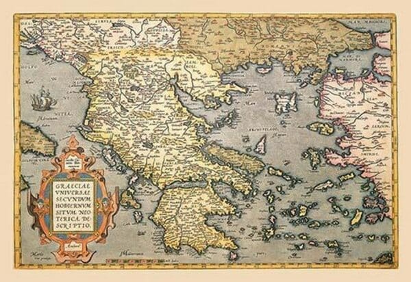 Map of Greece by A. Ortelius - Art Print