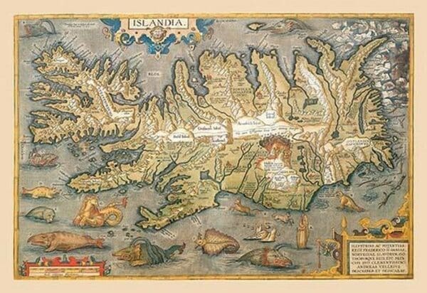 Map of Iceland by A. Ortelius - Art Print