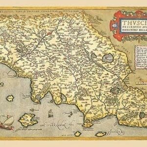 Map of Italian Coast above Rome by A. Ortelius - Art Print