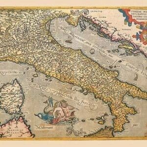 Map of Italy by A. Ortelius - Art Print