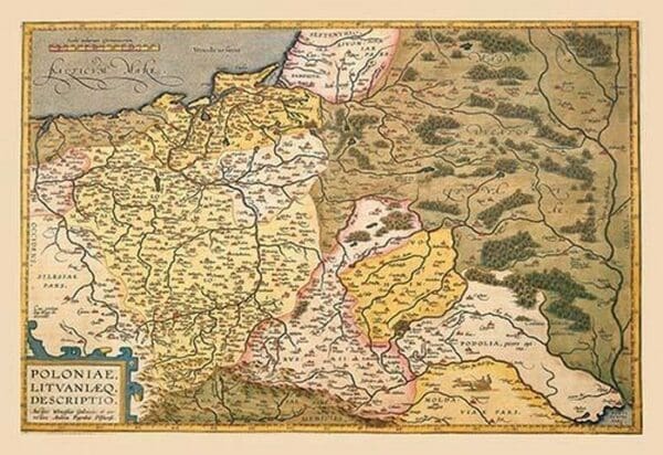 Map of Poland and Eastern Europe by A. Ortelius - Art Print