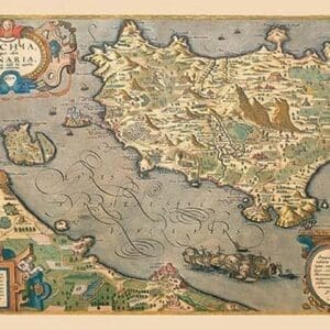 Map of a Mediterranean Island by A. Ortelius - Art Print