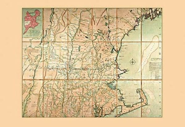 Map of the Most Inhabited Part of New England by Thomas Jefferys - Art Print