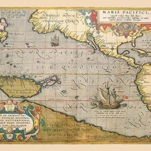 Map of the Pacific Ocean by A. Ortelius - Art Print