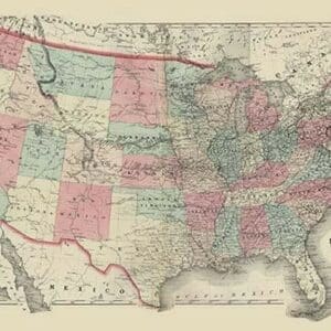 Map of the United States Territories 1872 - Art Print