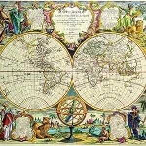 Mappa Monde Carte Universelle de la terre by Jean Baptiste Nolin - Art Print