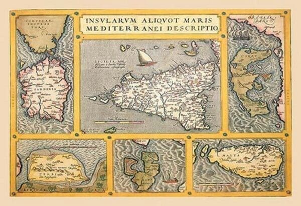 Maps of Italian Islands by A. Ortelius - Art Print