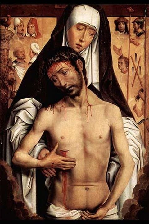 Maria with Dying Christ by Hans Memling - Art Print