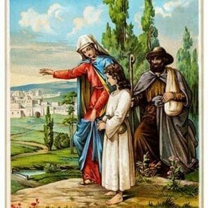 Mary teaching Jesus - Art Print