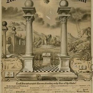 Masonic Symbols - Master Masons Diploma by Bishop - Art Print