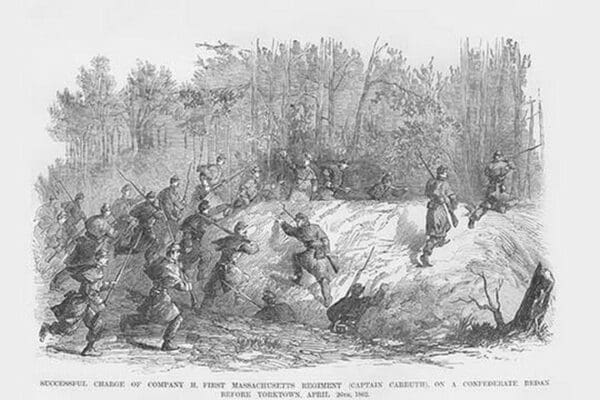 Massachusetts Charges Confederate Redan Before Yorktown by Frank Leslie - Art Print