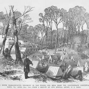 Massachusetts Regiment encamped near Yorktown by Frank Leslie - Art Print