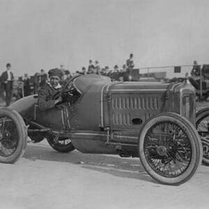 Maxwell Racing Car driven by Jack McKay as onlookers watch from behind barrier - Art Print