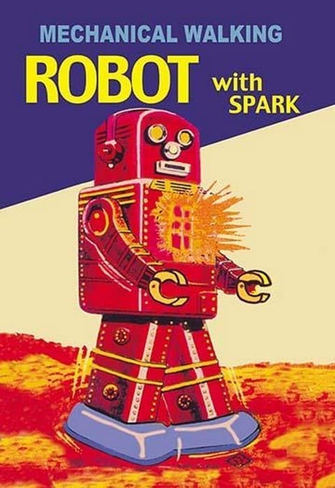 Mechanical Walking Red Robot with Spark - Art Print