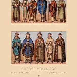 Medieval Clergymen by Auguste Racinet - Art Print