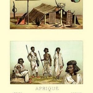 Members of Tribe and Typical Shelter - Art Print