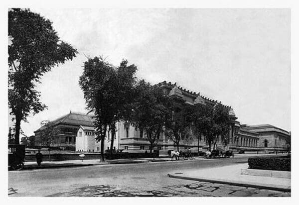 Metropolitan Museum of Art Partially Blocked by Trees on Fifth Avenue by Moses King - Art Print