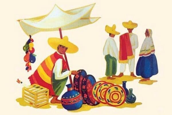 Mexican Basket Merchant - Art Print