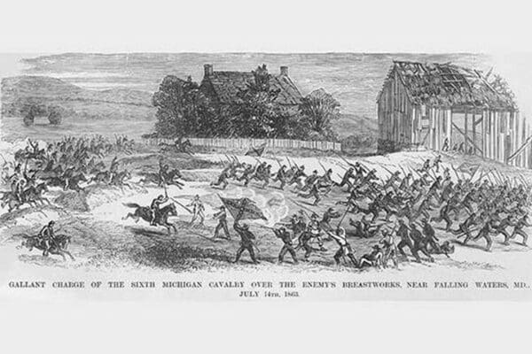 Michigan Cavalry Charges the enemy at Falling Waters