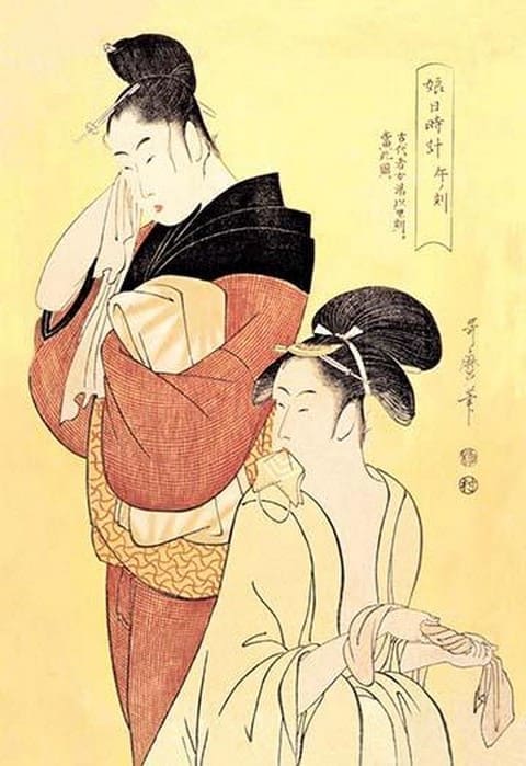 Midday Bath Preparations: The Hour of the Horse by Utamaro - Art Print