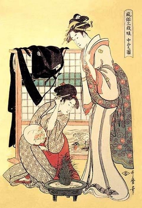 Middle Class Mother and Daughter by Utamaro - Art Print