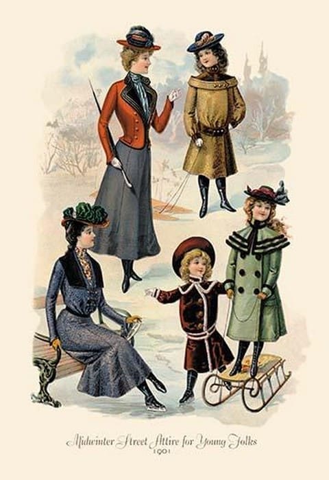 Midwinter Street Attire for Young Folks - Art Print