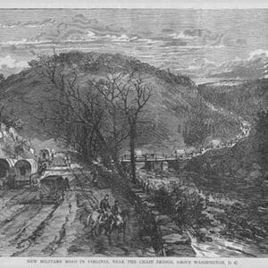 Military Road with Conestoga wagons in Virginia near Washington by Frank Leslie - Art Print