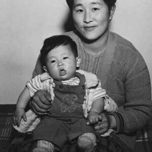 Mitsu Nakai and baby by Ansel Adams - Art Print