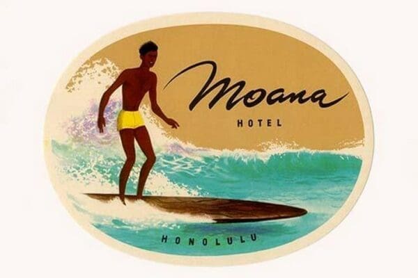 Moana Hotel Luggage Label - Art Print