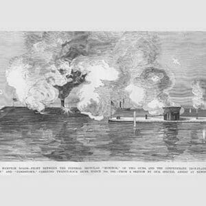 Monitor & Merrimac Battle at Hampton Roads by Frank Leslie - Art Print