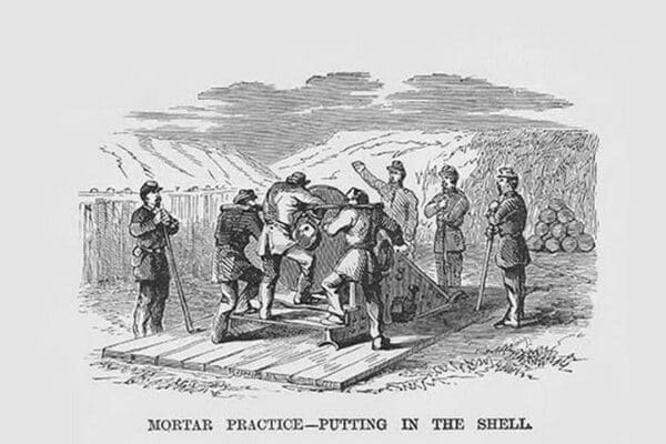 Mortar Practice - Inserting Shells by Frank Leslie - Art Print