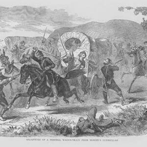 Mosby's Guerrilla raids Federal Wagon Train by Frank Leslie - Art Print