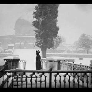 Mosque of Omar during a Snowy Winter by American Colony in Jerusalem Photograhic Department - Art Print