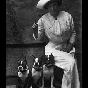 Mrs. Rhoades and Her Three Boston Terriers - Art Print