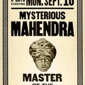 Mysterious Mahendra master of the human mind by Herald Poster Co. - Art Print