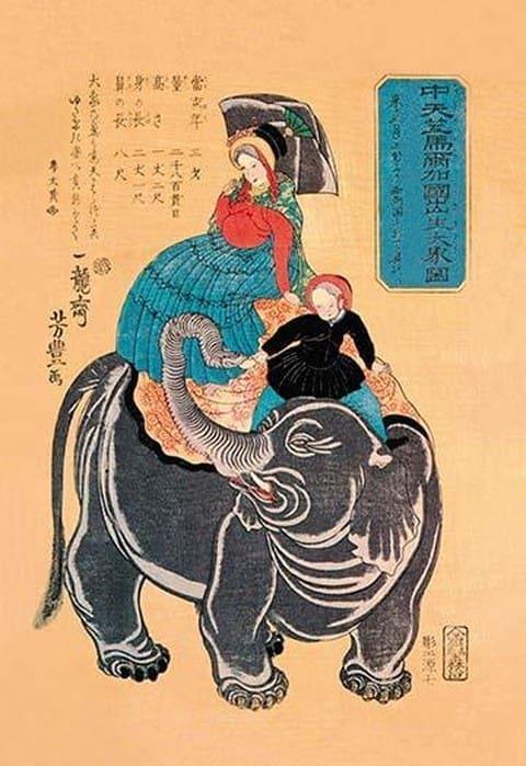 Namibian Ukiyo-e Elephant - Art Print