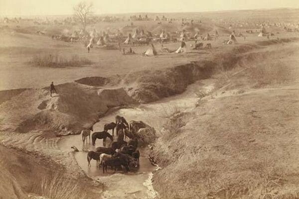 Native American Encampment - Lakota Indians by John C.H. Grabill - Art Print