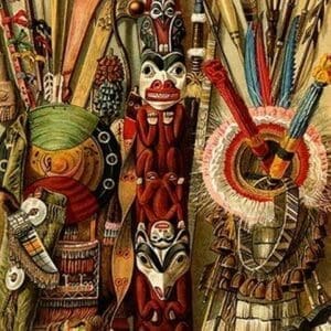 Native American Ornaments & Weapons by Friedrich Wilhelm Kuhnert - Art Print