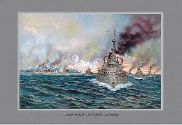 Naval Battle of Santiago by Werner - Art Print